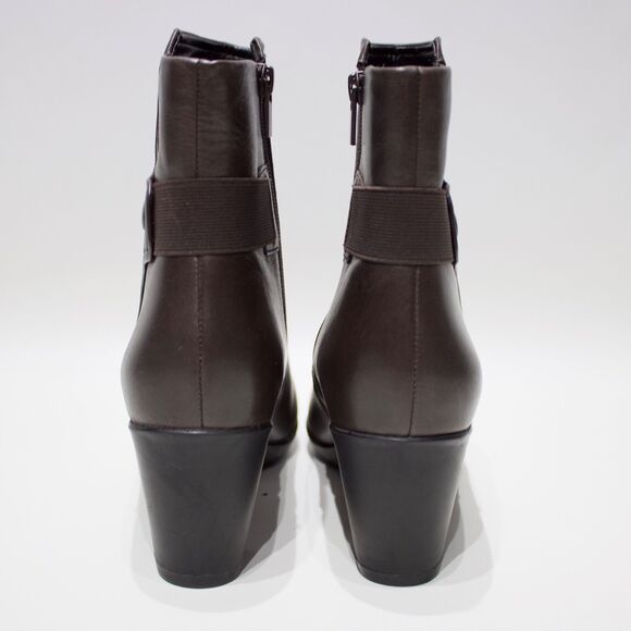 Clarks Lucette Jewel Dark Brown Leather Heeled Ankle Boot Comfort Women Size 10 - Picture 9 of 16